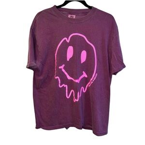 Comfort Colors Purple Tee with Pink Smiley